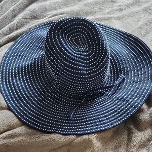 Elegant Navy Polka Dot Sun Hat